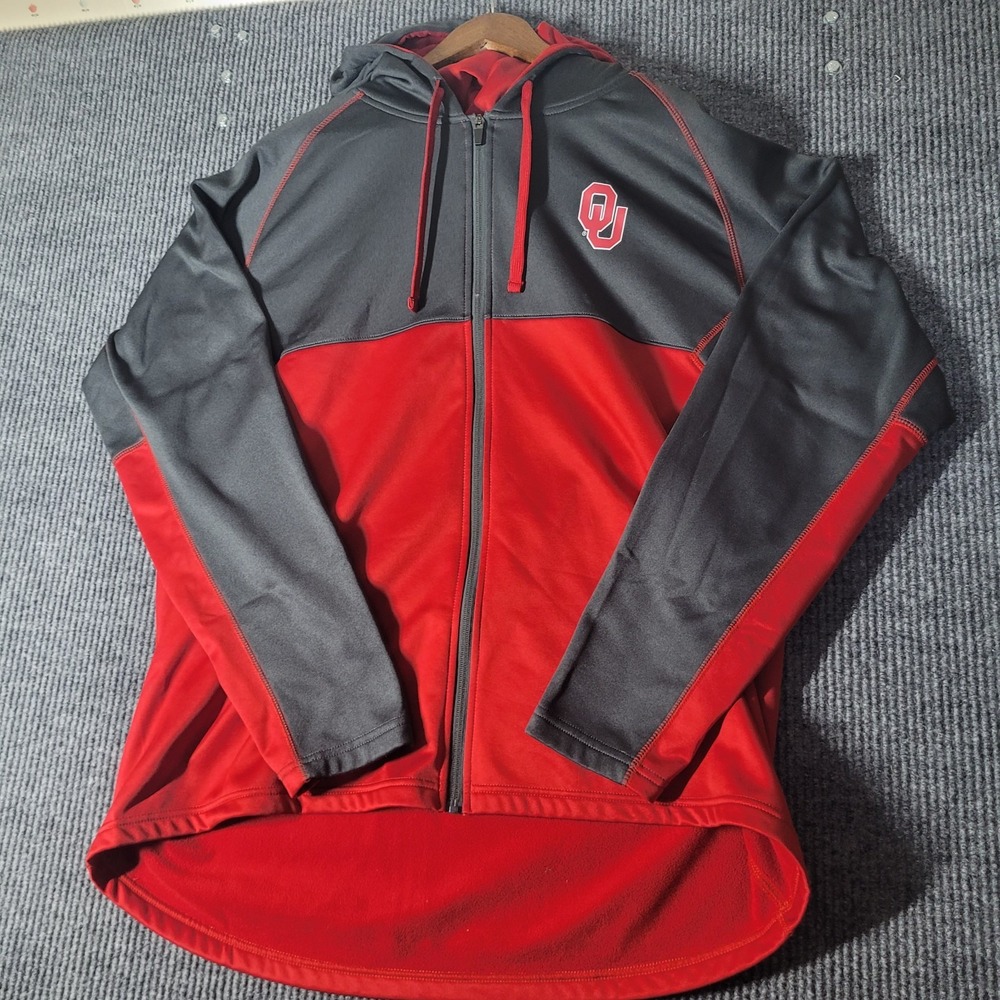 OU Sooners Hoodie 2XL Rivalry‎ Threads 91 Full Zip Cowl Neck Maroon Oklahoma